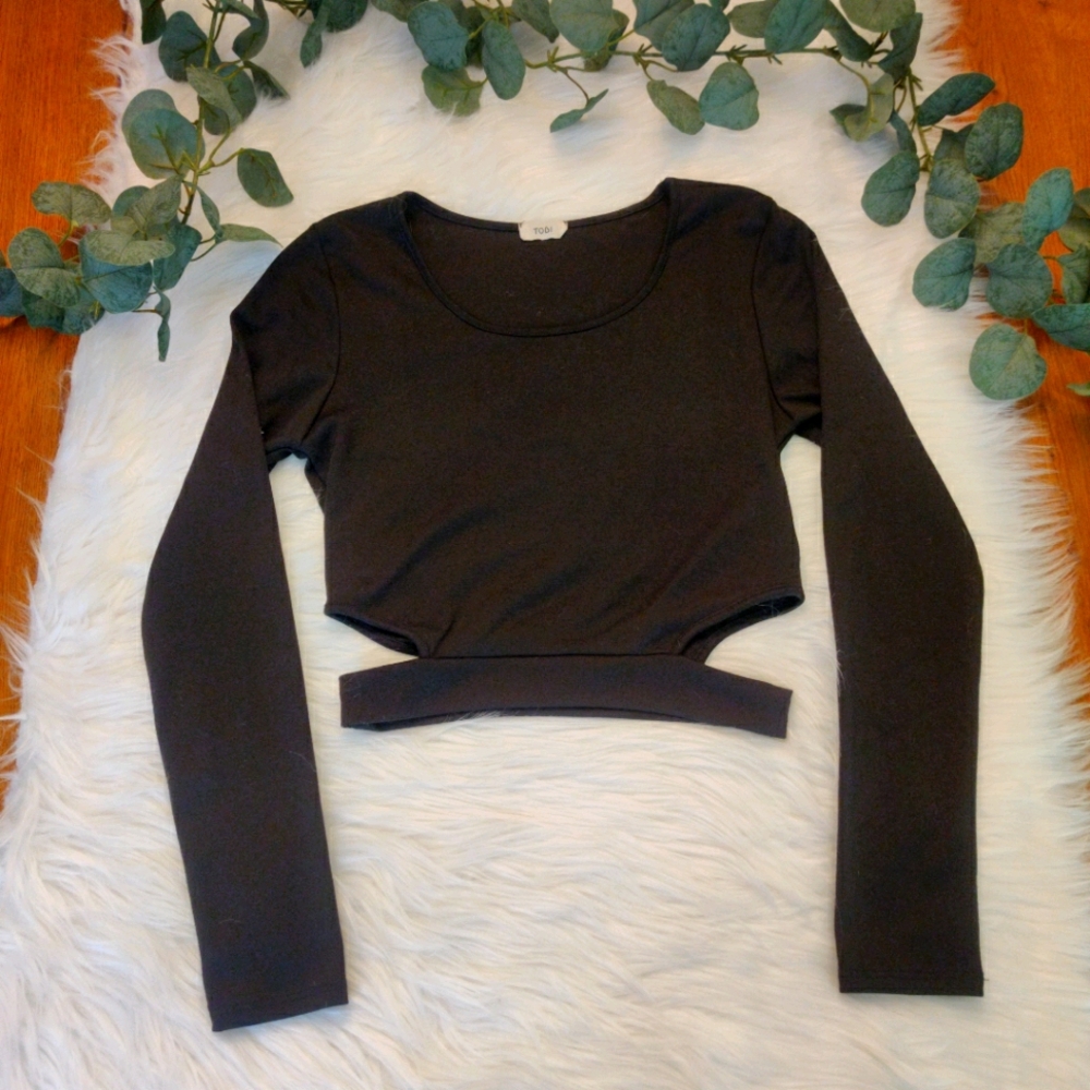 Black Cutout Crop Top